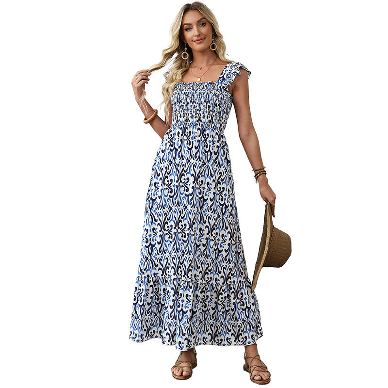 European And American Fashion Retro Vacation Style High Waist Long Skirt For Women