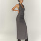 Chinese Style Traditional Halter Spaghetti Straps Vest Slit Skirt Suit