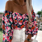 Lady Off-shoulder Printed Shirt