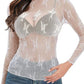 Women's Lace Blouse Long Sleeve Transparent Shirt