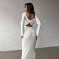 Solid Color Long Sleeve Elegant Slim Fit Hollow Backless Two-way Wear Dress