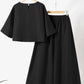 European And American Fashion Suit Solid Color Short Sleeve Loose Trousers Two-piece Set