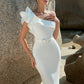 One Shoulder Solid Color With Belt Party Dress