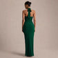 Chic V Neck Halter Dress With A Tie Figure Flattering Design And Stylish Pleats