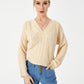 Pull décontracté extensible à col en V pour femme
