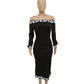 Fashion Casual Plain Stitching Printed One-shoulder Dress