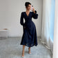 Elegant And Stylish Deep V Lace Long Sleeve Dress For Women