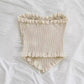 White Knitted Fabric Tube Top New Knitted Slim Fit Single Row Multi-buckle