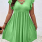 Womens V-neck Hollow-out Short-Sleeve Blouse Dress