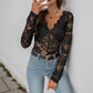 Elegant Graceful Solid Color Long Sleeve Lace Jumpsuit