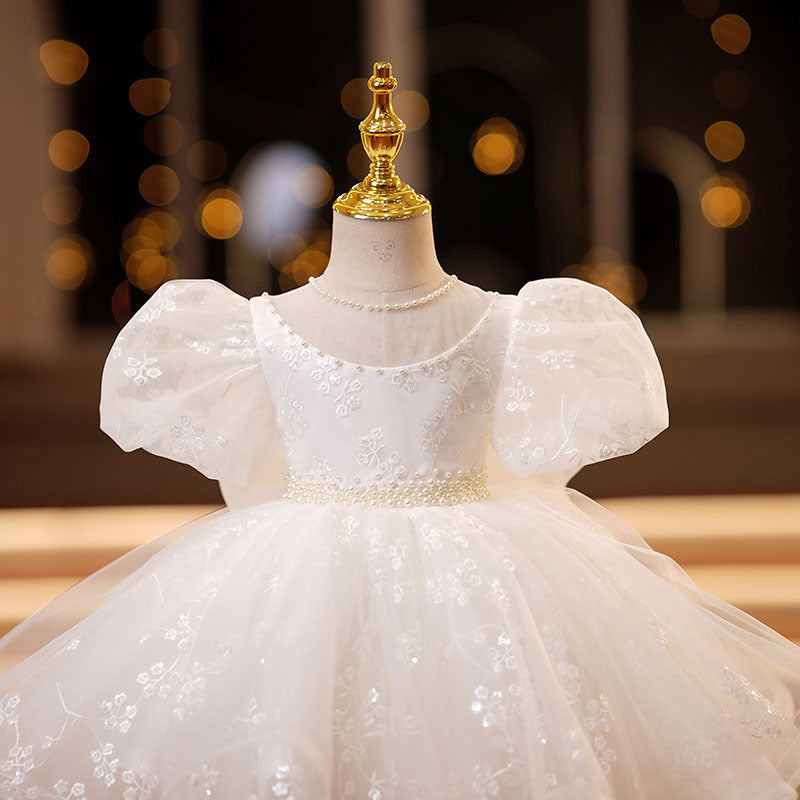 Girls' Dress White For Birthday Dinner
