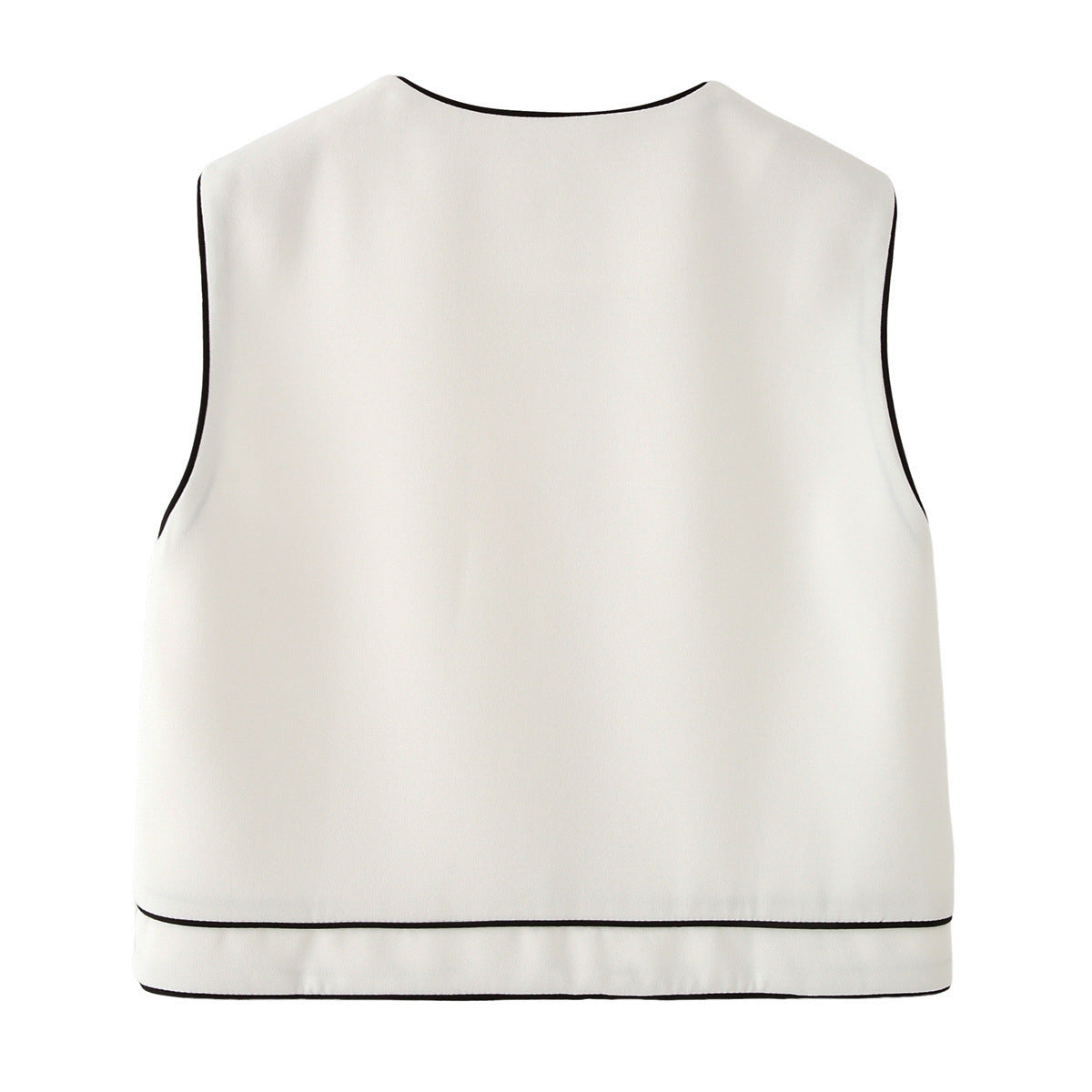 Women's Black And White Color Matching Vest Casual Suit