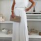 Round Neck Sleeveless Top Pleated Wide-leg Trousers Two-piece Set
