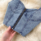 Short Camisole High Waist Denim Skirt