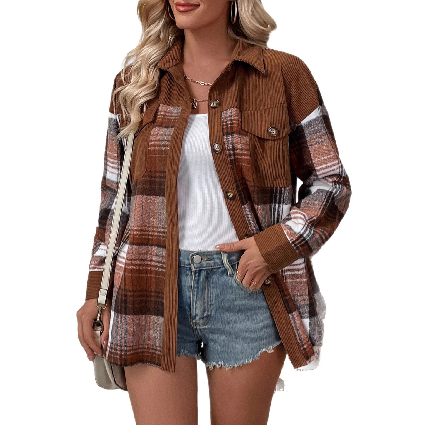 Women's Contrast Color Casual Style Shirt Autumn
