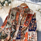 Temperament Slim Long Heavy-duty Pleated Design Print Holiday Skirt