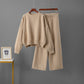 Women's Retro Thickening Minimalist Pullover Sweater Wide Leg Pants Two-piece Set