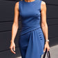 Summer Solid-Color Elegant Waist-Cinching Sleeveless Asymmetrical Dress