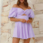 Robe plissée sexy à épaules dénudées et manches lanternes