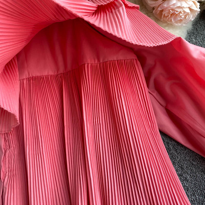 Fried Street Design Puff Sleeve Pleated Ruffle Blouse Women
