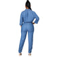 Fashion Denim Long Sleeve Women's Slim Fit Jumpsuit