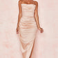 Satin Tube Top Split Knee-length Dress