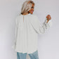 Simple Style Autumn And Winter Fashion Pullover Pleated Texture Ruffle Sleeve Loose Top