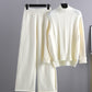 High-end Mock Neck Sweater Wide-leg Pants Suit Women