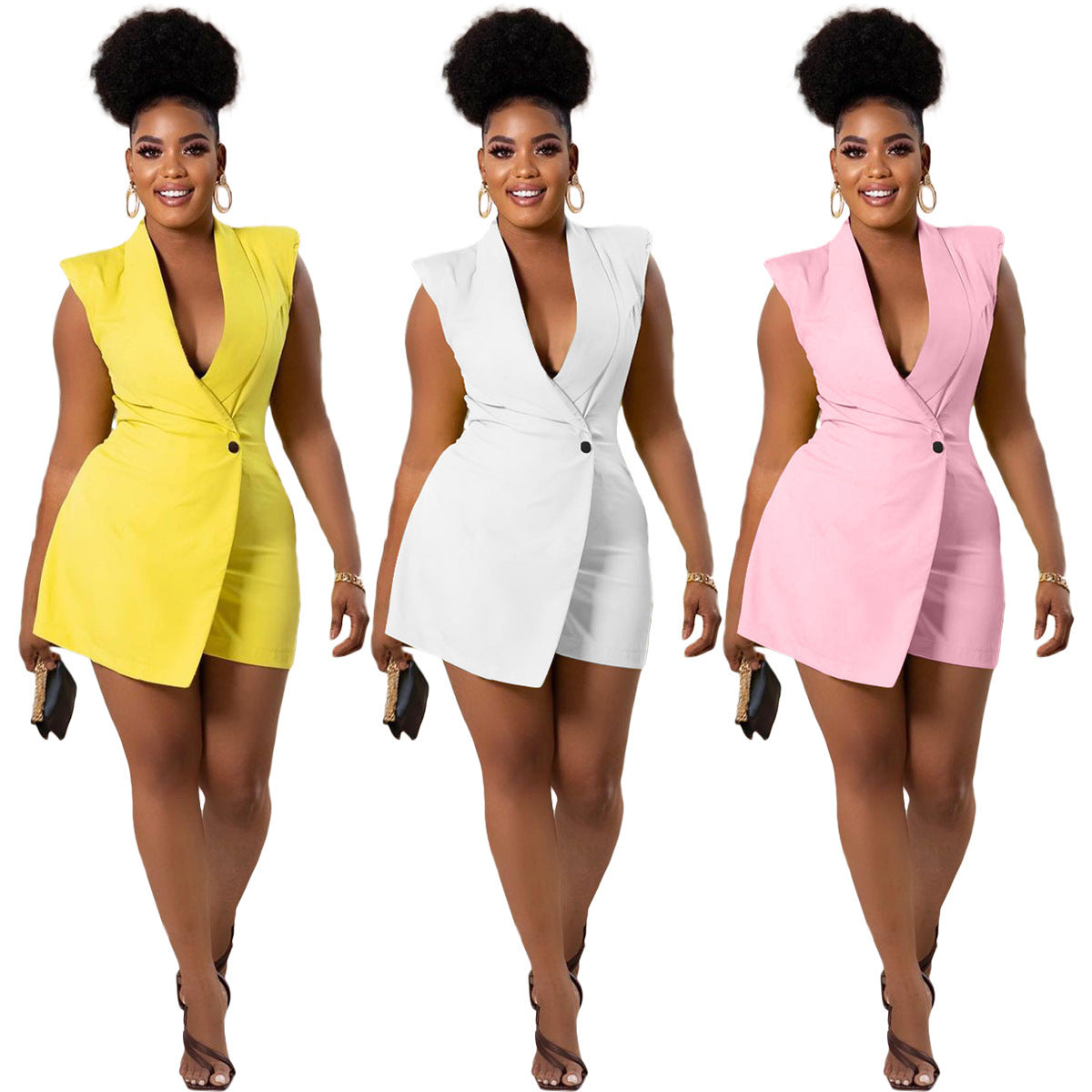 Casual Women's Solid Color Invisible Zipper Small Suit Jumpsuit