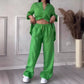 Ensemble deux pièces à lacets et pantalon large pour femme
