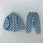 Combinaison à carreaux avec double poche et revers, pantalon à manches longues et salopette pour enfant