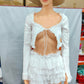 Women's Fashionable Knitted Ruffled Shorts Suit