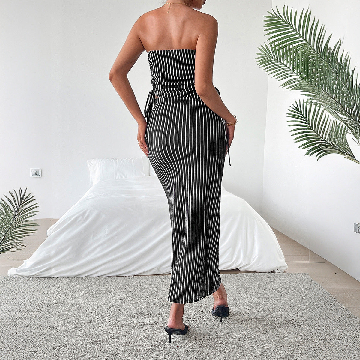 Elegant Strapless Tube Top Sheath Maxi Dress