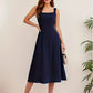 Sleeveless Solid Color Casual Fashion Suspenders Long Dress