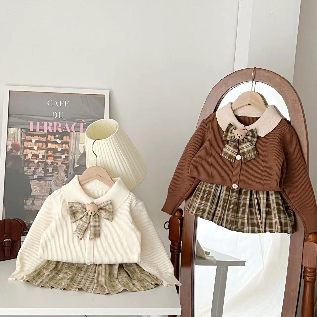 Girl's Sweater Princess Dress Two-piece JK Suit