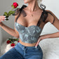 Women's Fashion Lace-up Sling Steel Ring Fishbone Chest Vest