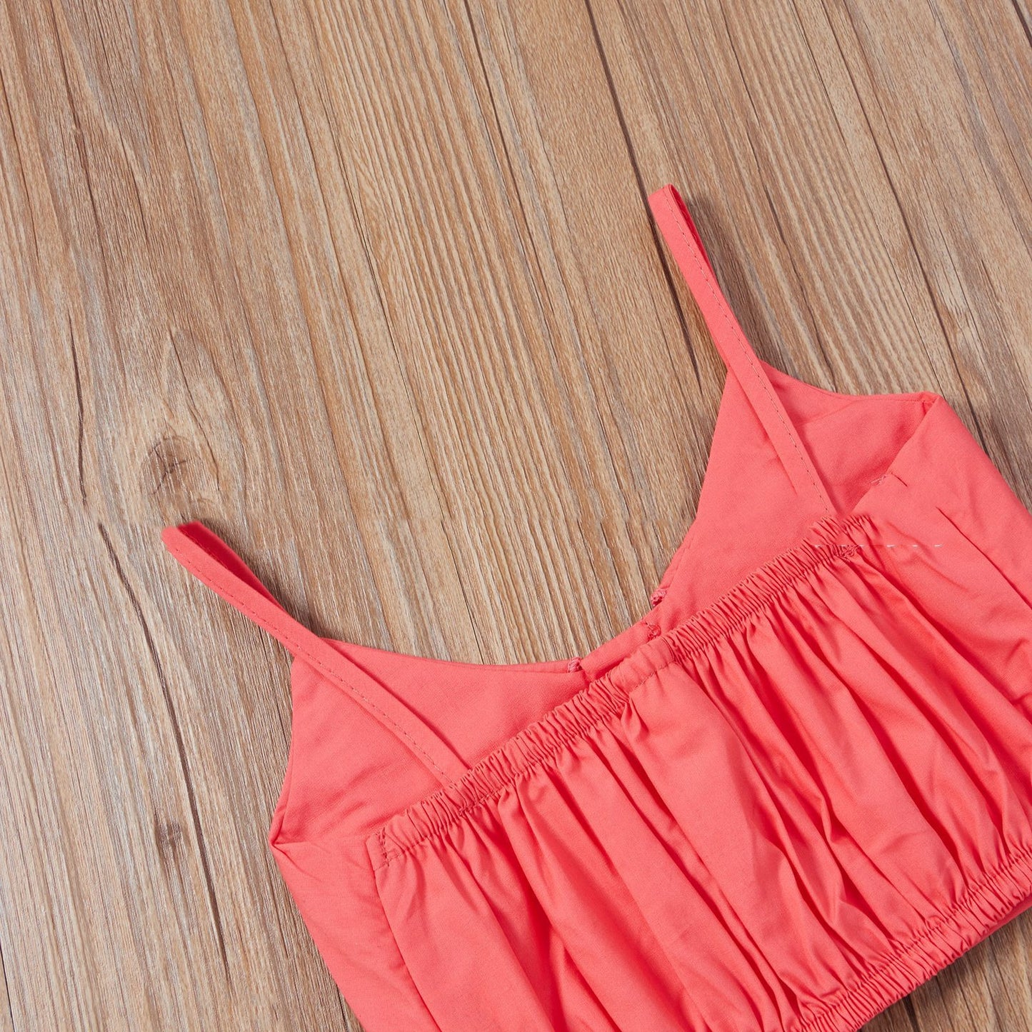 Spring And Summer Little Girl Sweet Rose Red Suspender Top