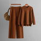 Loose Knitted Long Sleeves Two-piece Set For Women