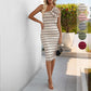 Womens Stylish Striped One-shoulder Sheath Dress