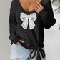 Pullover Strap Butterfly Stitching Idle Style Loose Long Sleeve Top