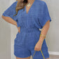 Summer European And American Short-sleeved V-neck Lace-up Jumpsuit