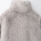 Manteau en fourrure de cuir simple et tendance pour femme