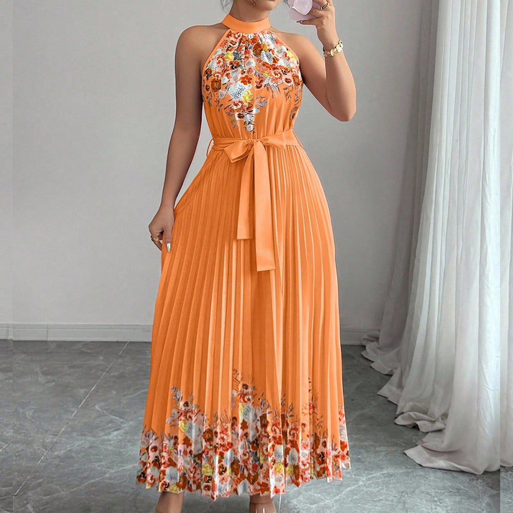 Women's Fashionable Printed Pleated Dress