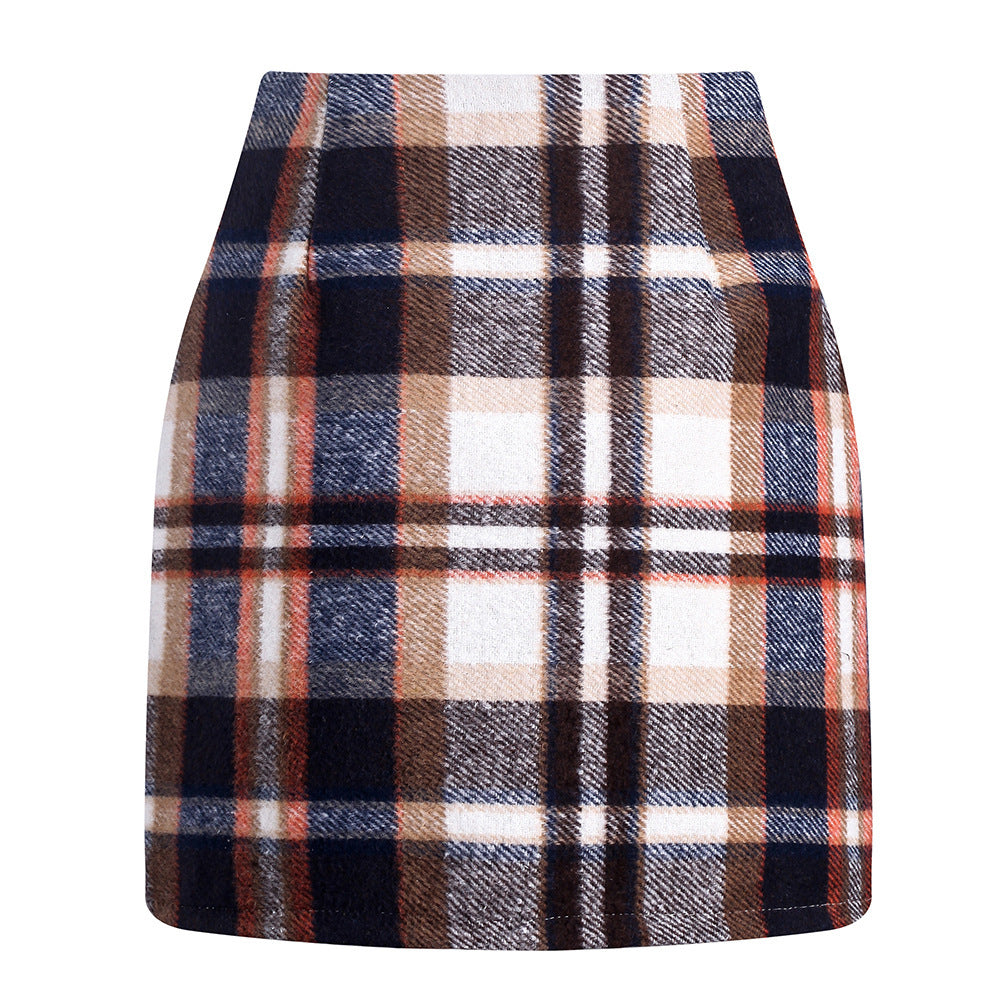 Jupe à carreaux taille haute, mini-jupe crayon moulante en laine