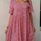 Round Neck Short Sleeve Printed Floral Dress Women