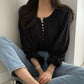 Niche Simple Round Neck Shell Button Thin Air-conditioned Shirt
