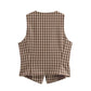New Plaid Sleeveless Round Neck Slim Vest Top