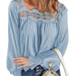 Loose Pullover Shirt Hollow Out Lace-collared Blouse Women