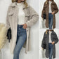 Manteau en laine à manches longues et revers en peluche pour femme