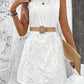 White Embroidered Crew-Neck Tank Dress Bohemian Dress